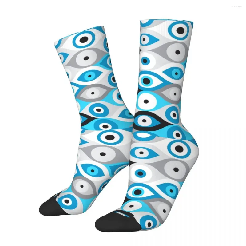 Men's Socks Greek Evil Eye Pattern Blues And Greys Men Women Fashion Blue Nazar Amulet Boho High Quality
