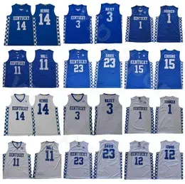 New College Basketball Tyler Herro Jerseys Kentucky Wildcats 14 Tyrese Maxey 3 Devin 1 Booker John 11 Wall Anthony 23 Davis 12 Towns