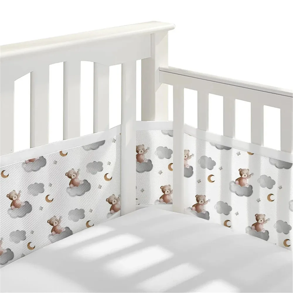 Yatak Setleri 2 PCS/SET Yaz Nefes Alabilir Bebek Beşik Tampon Güvenlik Çarpışma Bebekler Yatak Tamponları Doğum Yatak Seti Raylar Anti 340/160x30cm 231218