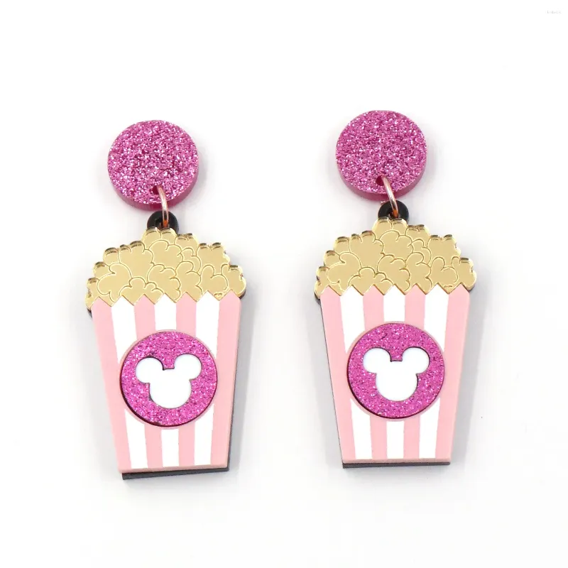 Boucles d'oreilles pendantes 1 paire, arrivée CN goutte tête de souris pop-corn tendance saint valentin bijoux en acrylique pour femmes