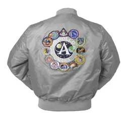 2018 New Autumn Thin 100th SPACE SHUTTLE MISSION Thin MA1 Bomber Hiphop US Pilot Flight College Jacket For Men SH1909157293313