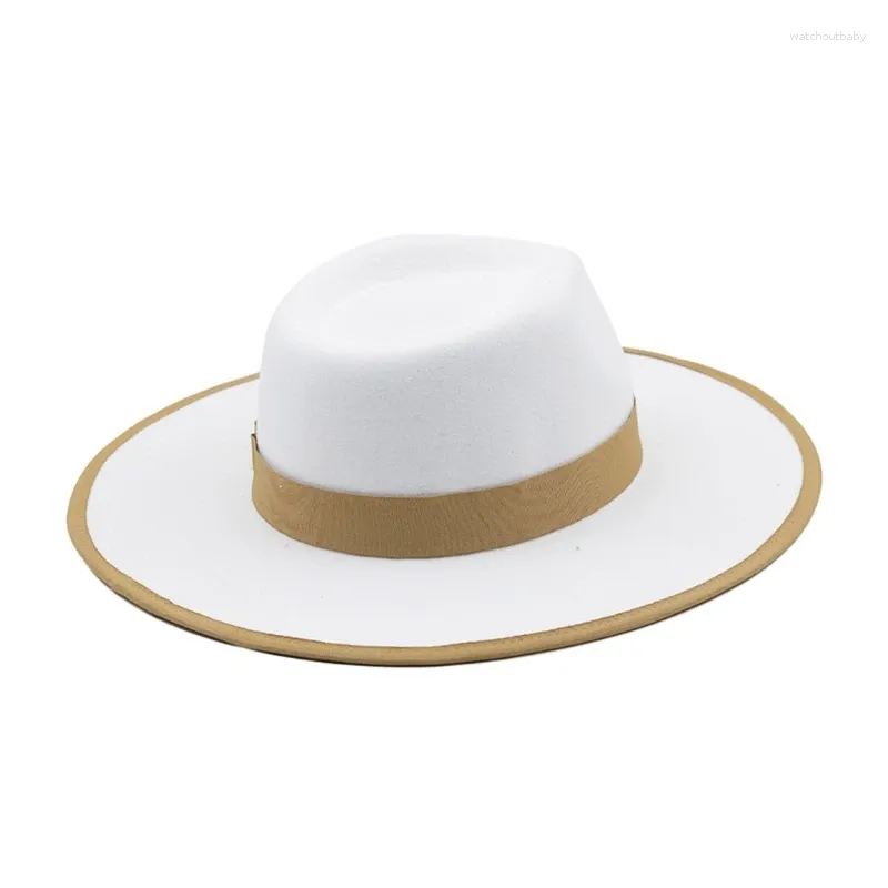 Berets White Wide Brim Fedora Hats For Womens Felt Panama Hat Woolen Top Autumn And Winter