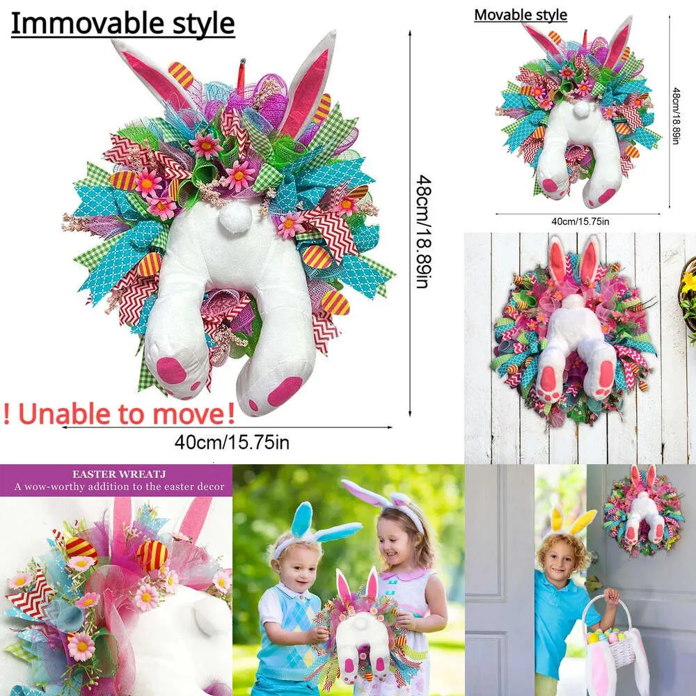 New Christmas Toy Supplies Muised Easter Thief Bunny Wreath Decoration Rabbit Home Decor Easter Eggs Ornaments Gifts Party Creative Garland Festival Decor
