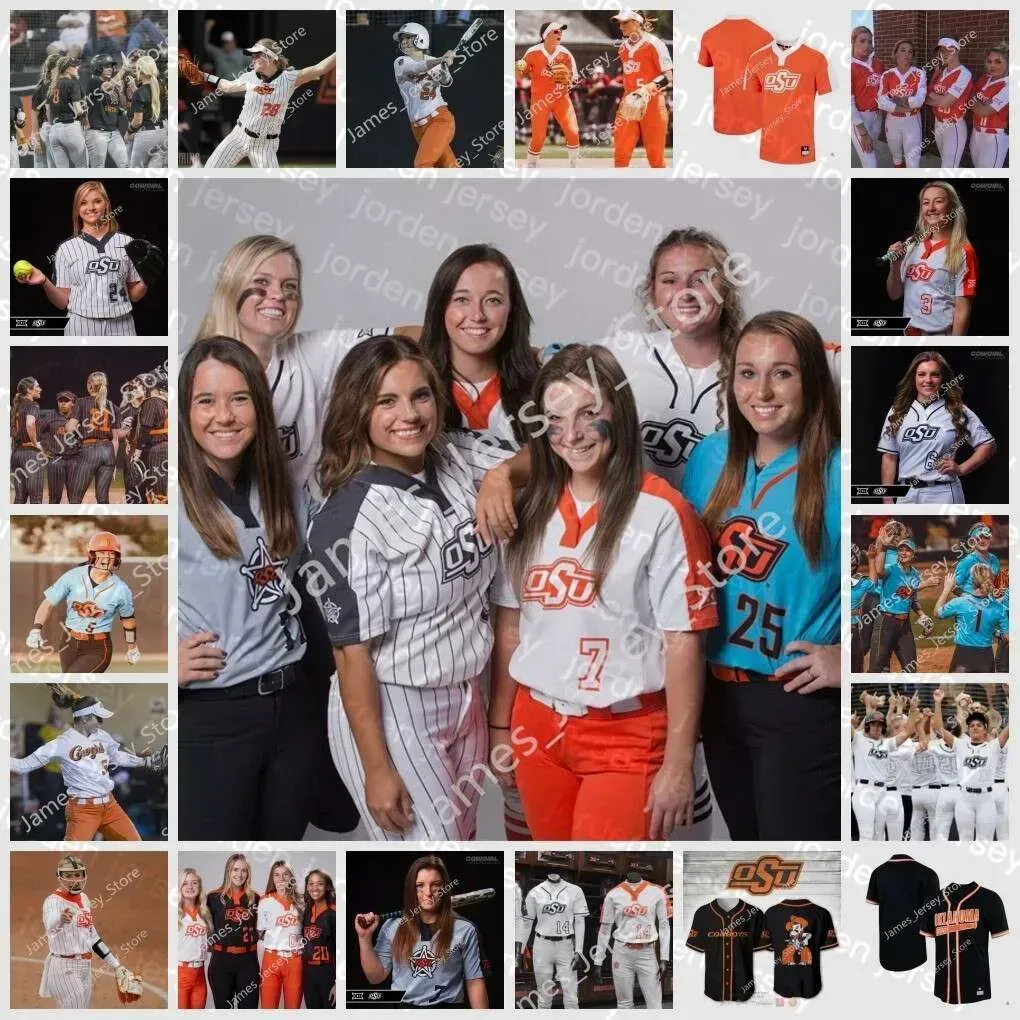 2022 NOVA Faculdade Veste NCAA Stitched Oklahoma State Cowgirls Softball Baseball Jersey OSU 24 TATUM SPARKS 25 JULIA COTTRILL 26 MORG