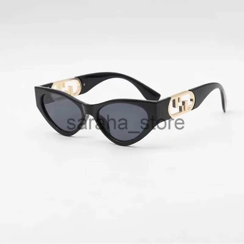 Okulary przeciwsłoneczne Ins Nowe oryginalne oko kota oko oka damskie seksowne wysokiej jakości luksusowe modne okulary przeciwsłoneczne dla kobiet dziewczyny metalowe puste odcień UV400 J231218