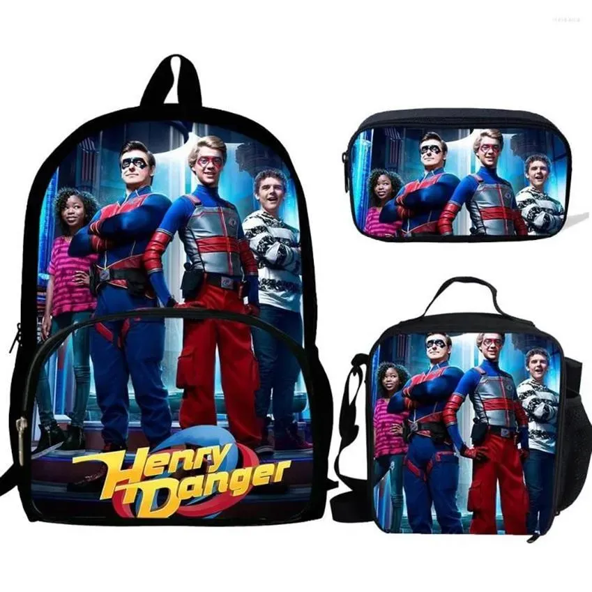 School Bags Mochila Henry Danger Print Backpack For Boys Girls Kids Pattern BookBag Bag Pack202J