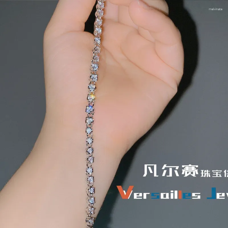 Link Bracelets Versa Originally Set Simple Luxury Hip Hop Tennis Chain Female 3A Bracelet Row Imitation Mosan Jewelry