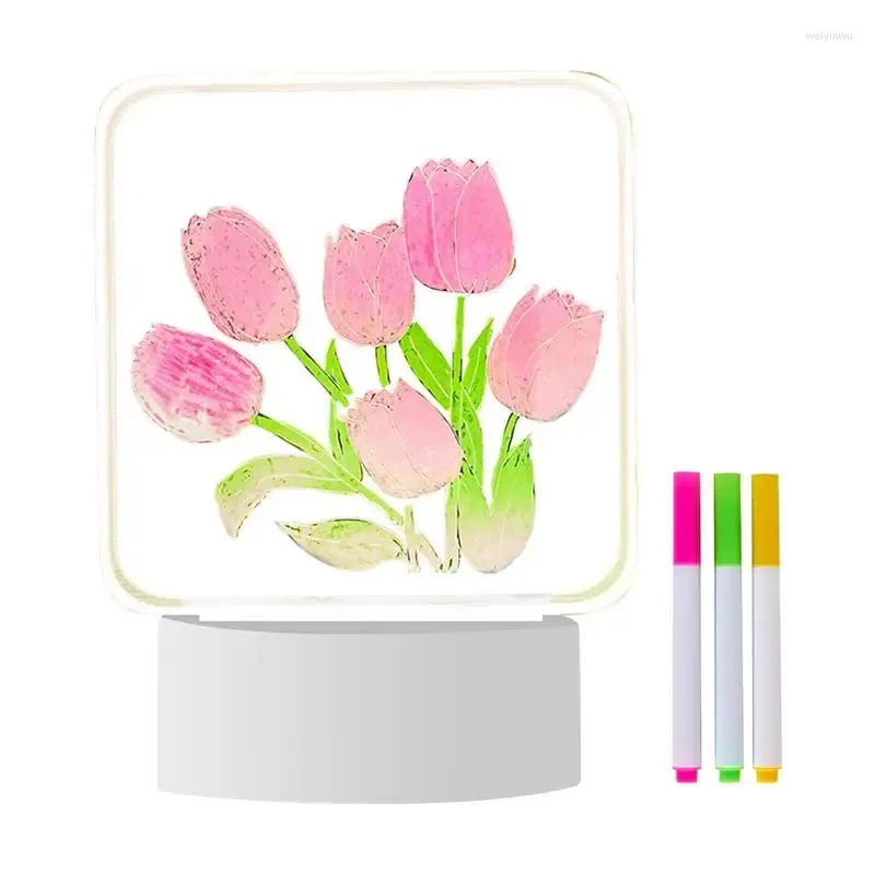 Luzes da noite Tulipa Lâmpada Flor Mesa Ajustável USB Tri Color Light para Meninas Sala de estar Quarto Decoração de Casa
