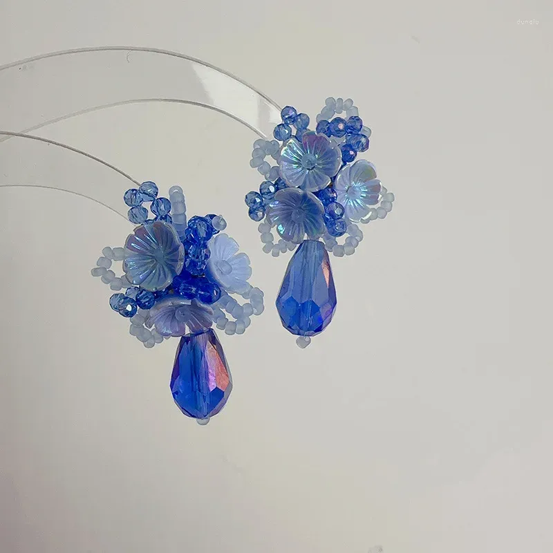 Dangle Oorbellen Ins Prachtige Bloem Kristallen Druppel Meisje Vrouwen Mooie Heldere Zomer Handgemaakte Sieraden Festival Cadeau