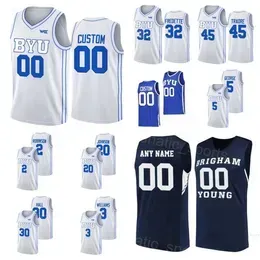 BYU Cougars College Jerseys Basketball 3 Elijah Bryant 12 Eric Mika 1 Chase Fischer Tyler Haws Danny Ainge Jimmer Fredette Devin Durrant Sewing NCAA Man Woman Youth