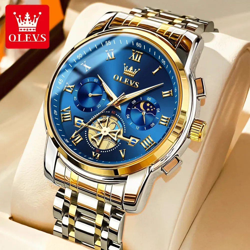 Wristwatches OLEVS Top Brand Mens Watches Classic Roman Scale Dial Luxury Wrist Watch for Man Original Quartz Waterproof Luminous Male reloj 231216