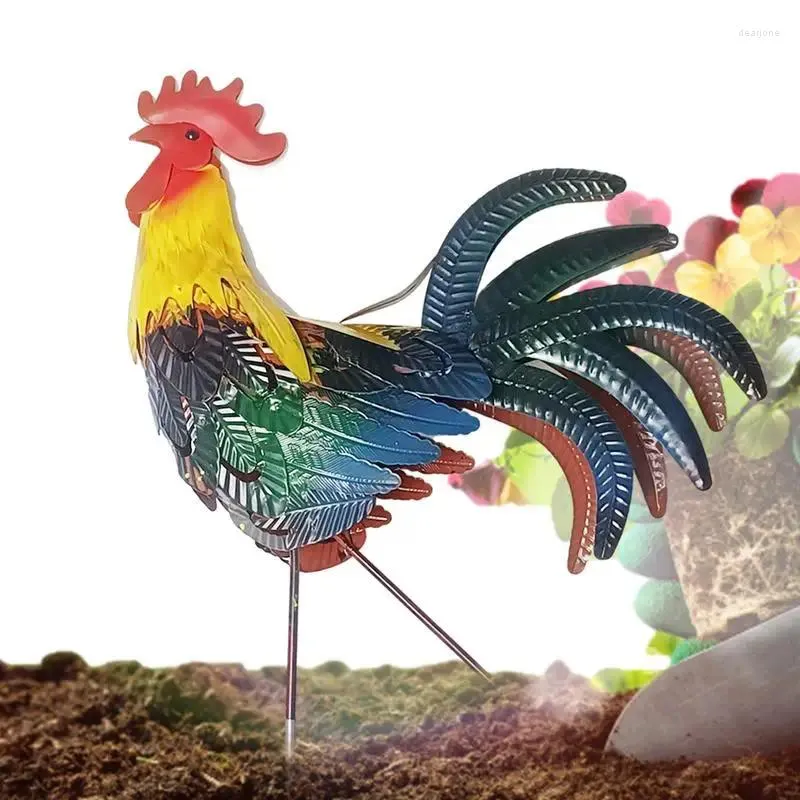 Garden Decorations Outdoor Decor Rooster Stake Chicken Sculpture Figurer Metal Yard Art Statyer