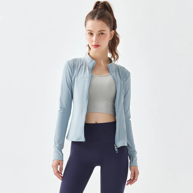 Al Yoga Jacket Sports Coat Womens Tight Yoga Clothes Long sleeve Top Zipper Cardigan Fitness YC246