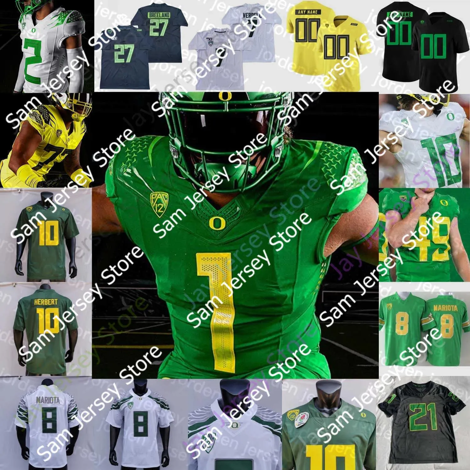 Футбольные майки Oregon Ducks Футбольная майка NCAA College Байрон Кардвелл DJ Johnson Кейт Браун Триквезе Бриджес Донте Торнтон Чейз Кота