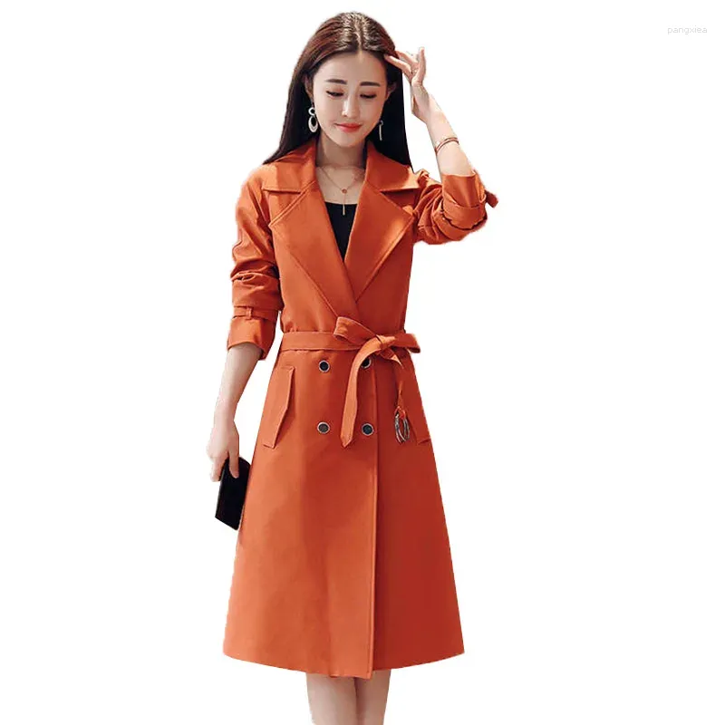 Women's Trench Coats 2023 Spring Autumn Jacket Women Fashion Temperament Long Windbreaker Coat Female Double-Breasted Outerwear Ladies Tops