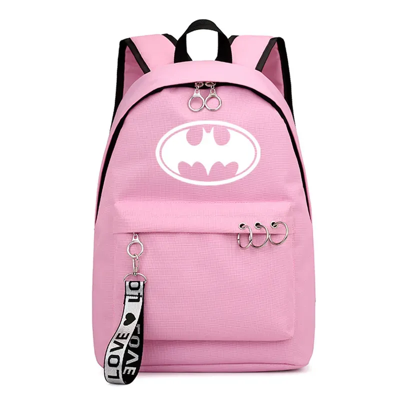 Dc Superhero Surrounding Batman Luminous Backpack Printing College Style Girl's Ribbon Bag2942