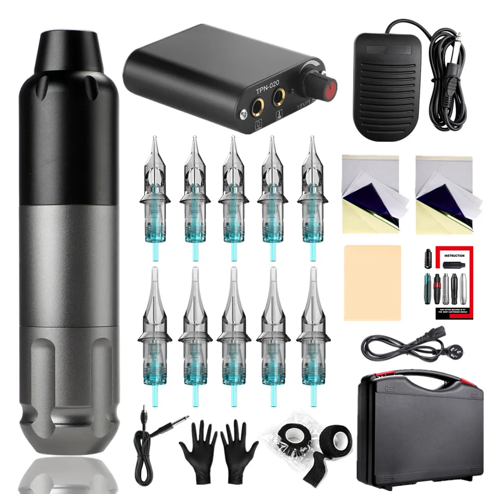 Kit completo de máquina de tatuagem conjunto de caneta de tatuagem para iniciantes kit de agulhas pigmento para maquiagem permanente kit de suprimentos de tatuagem