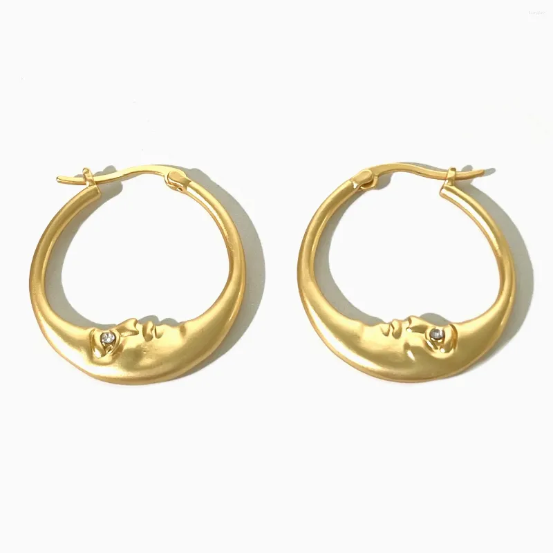 Hoop Earrings Peri'sbox Vintage Stylish Matte Gold Silver Plated Crescent Moon Huggie For Women Fashion Retro Jewelry Gifts