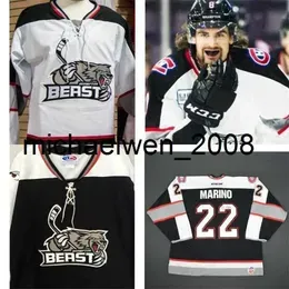 Weng vintage rare 2017 Customize ECHL Brampton Beast Mens Womens Kids Embroidery White Black High quality Cheap Hockey Jerseys Goalit Cut