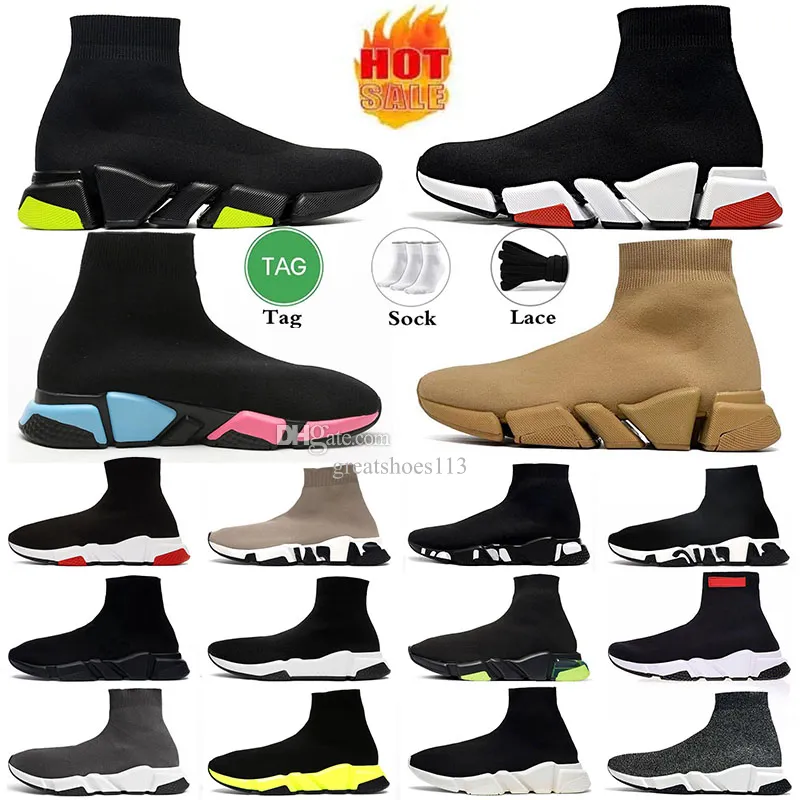 2024 Sock Shoes Homens Mulheres Graffiti Branco Preto Vermelho Bege Rosa Claro Sole Lace-Up Neon Amarelo Mens Mulheres Meias Speed Runner Trainers Flat