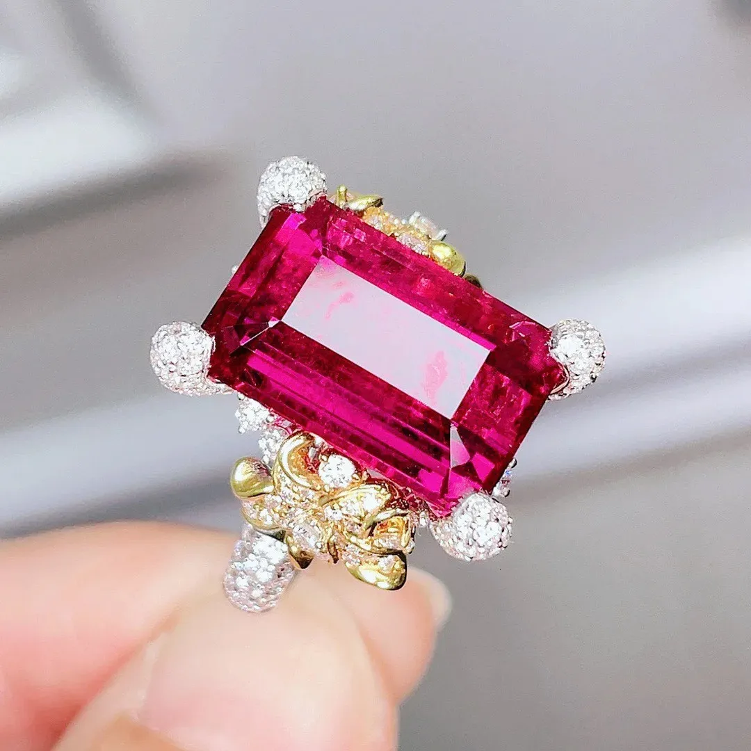 Wedding Rings Real 14K Gold Natural Ruby Ring For Women Fine