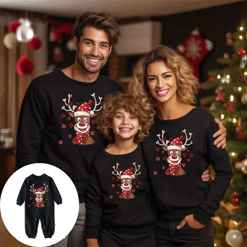 Bijpassende familie-outfits Jersey Navidad Familia Katoenen trui Pull Noel Famille Sudadera Moeder Kids Look Jaar 231218