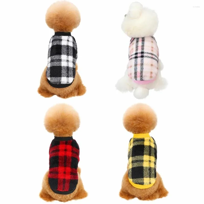 Dog Apparel Pet Fleece Autumn And Winter Thickened Plaid Casual Simple Warm Clothes Vest No Air Leakage