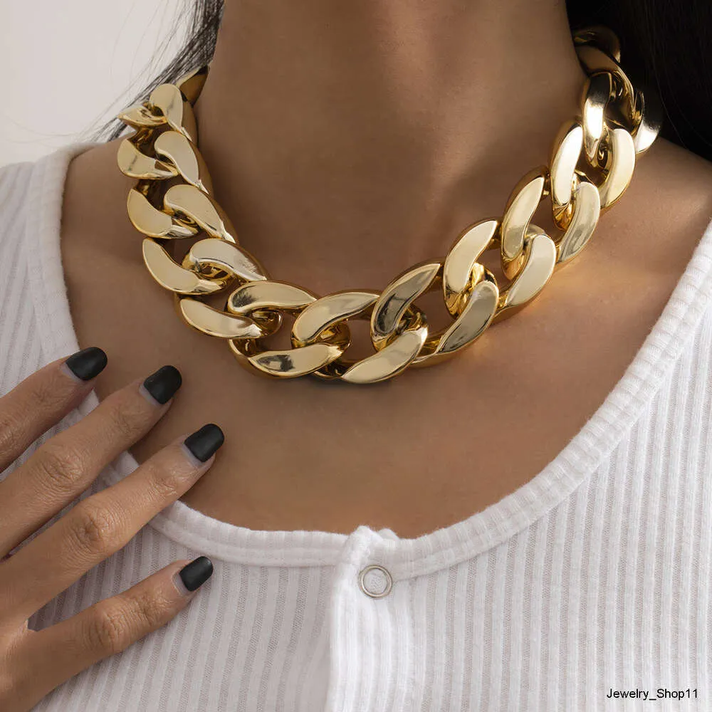 Collier ras du cou épais en plaqué or style Hip Hop, chaîne à maillons cubains pour femmes