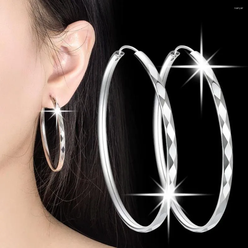 Orecchini a cerchio all'ingrosso S925 Sterling Silver Trendy Women's Fashion's Fashion's Fashion Simple di alta qualità Dimensione esagerata semplice di alta qualità