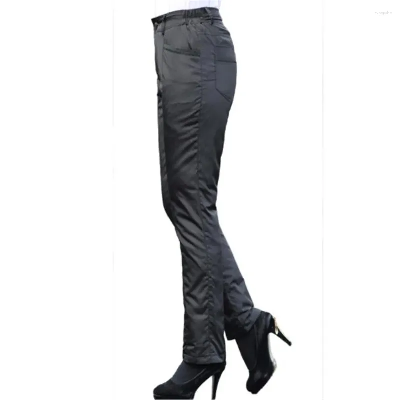 Calças femininas 90% pato para baixo acolchoado mulheres inverno cintura alta elástica perna reta magro quente calças grossas femininas puffer