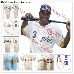 College Baseball Wears Mike Hegan  Pilots 1969 Baseball Jersey Custom Stitched Mens Youth 3 Joe Schultz 56 Jim Bouton 5 Don Mincher S