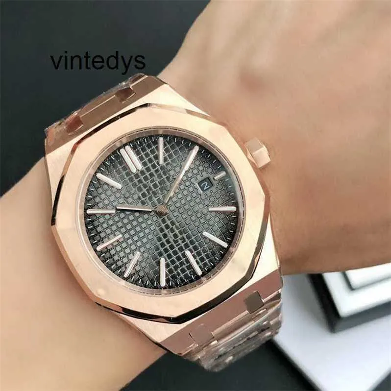 Relógios para homens relógio masculino designer movimento automático rosa mostrador de ouro pulseira de aço inoxidável de alta qualidade à prova d'água safira Montre de Luxe