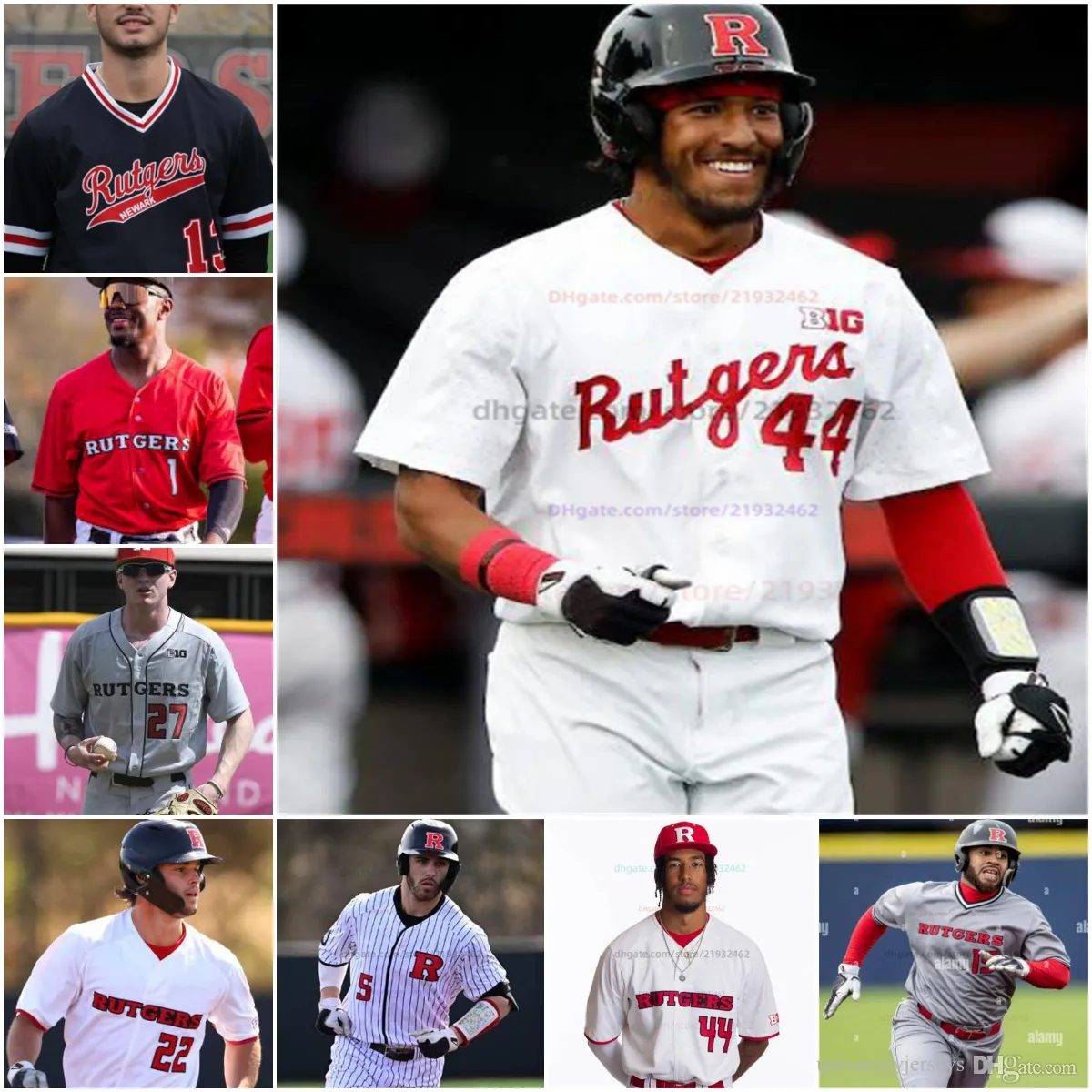 Maillot de baseball des Scarlet Knights du Collège Rutgers Jake Marshall Joe Mazza Jackson Natili Hugh Pinkney Isaiah Pinkney Gunnar Plante Sam Portnoy Pablo Santos