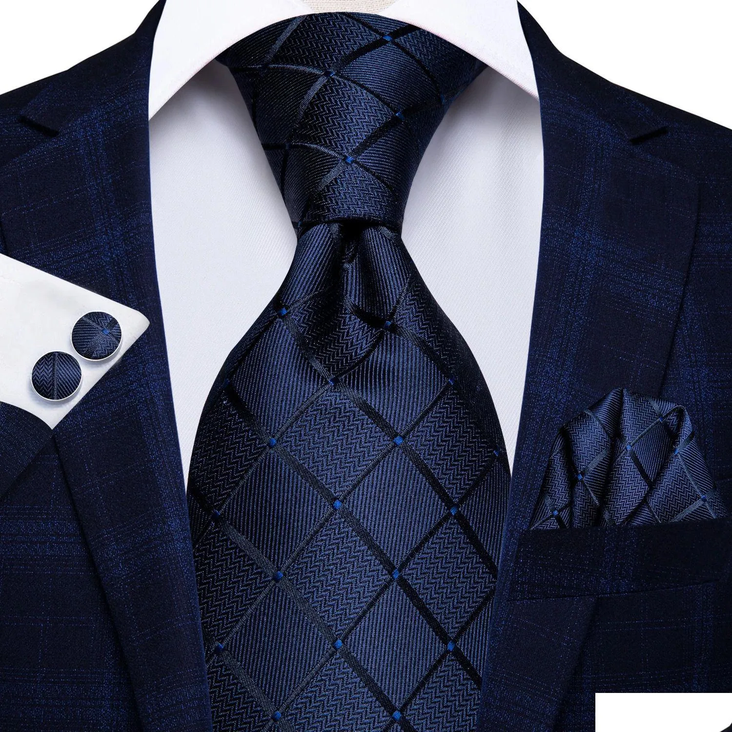 Corbatas para el cuello Corbatas para el cuello Hitie Blue Business Sólido 100% Seda Corbata para hombre Corbata 85 cm para hombres Boda de lujo formal Gravata de alta calidad 23121 Dhgal