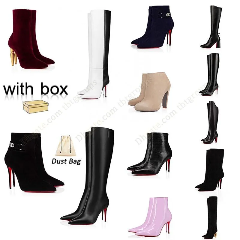 Femmes Boot Rouge Pompes Chaussures De Luxe Bas Bottes Slingback Talons Hauts Sexy Bout Pointu Nouvelle Saison Butin Pour Femmes Lipbooty Court Cheville Bottines D'hiver 35-43 avec boîte