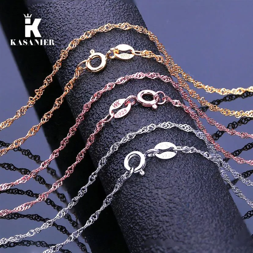 10pcs lot Water Wave Chains Necklace for Women Party Wedding Fashion Jewelry Chains Silver Gold Rose gold Factory Direct s282B