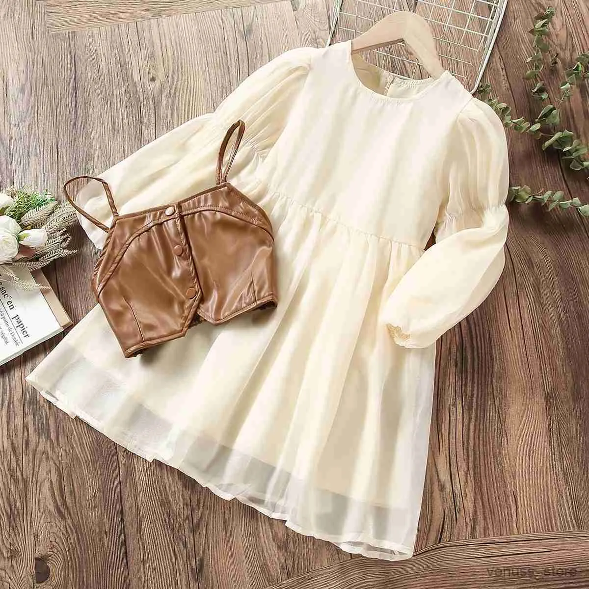 Abiti da ragazza Abiti da principessa per bambini Vestiti per ragazze Adolescenti Abiti eleganti Beige Primavera Autunno Bambini Costumi per feste 4 6 8 10 12 anni