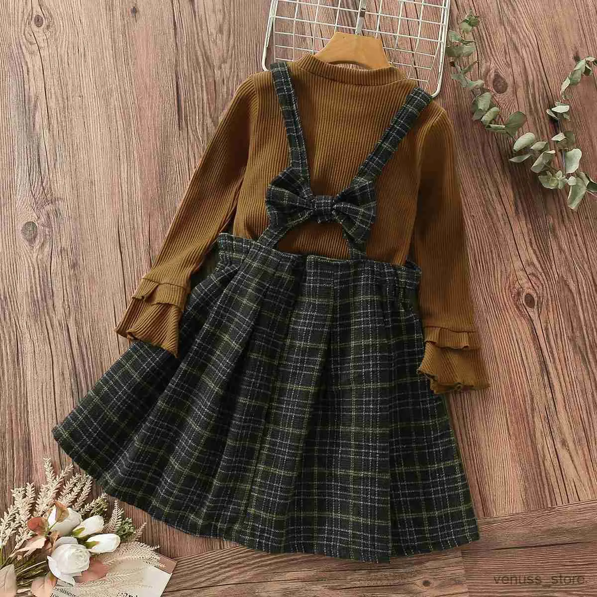 Abiti da ragazza Uniforme scolastica Abbigliamento per bambini per adolescenti Abiti per ragazze Camicia autunnale preppy Abito scozzese 2 pezzi Costumi per bambini 6 8 10 12 anni