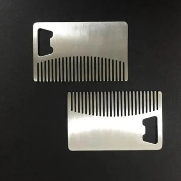 50st/Lot Fast Shipping Professional Card Style Men's Mustasch Comb Beer Openers Anti Statisk rostfritt stålkamflasköppnare LL