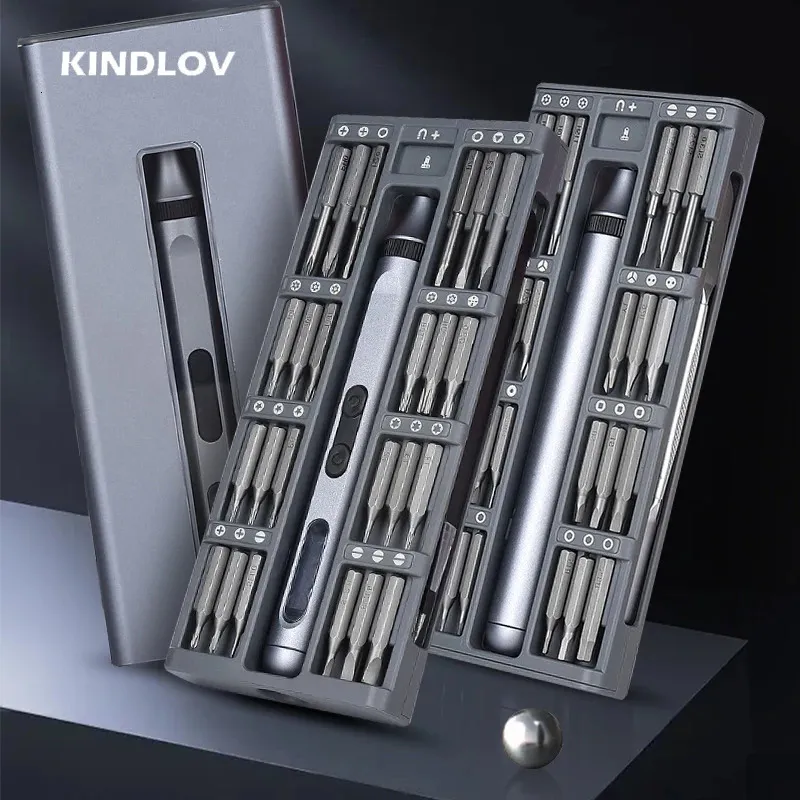 Skruvmejslar Kindov Cordless Skruvmejsel Set Typ C Snabbladdning Batteriets vridmoment Justering Trådlös elektrisk skruvdrivrutin Reparationsverktyg 231218