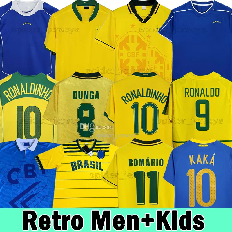 Brasil 1970 Koszulki piłkarskie Retro 10# 1978 1984 1988 Ronaldinho z długim rękawem 1991 1993 Camisa de Futebol 2010 Classic Brazils 1997 Rivaldo Adriano 2006 Koszulki dla dzieci zestawy dla dzieci