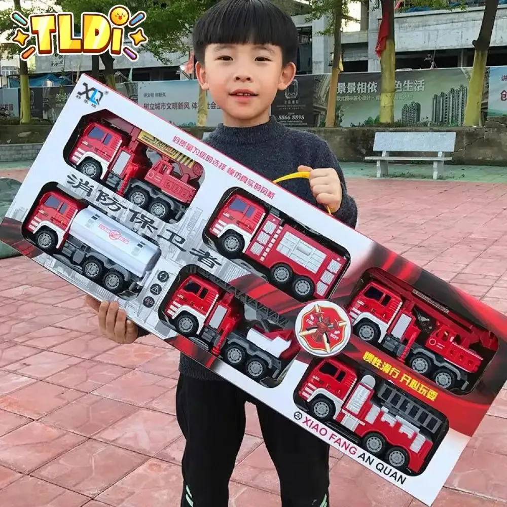 Electric RC Car Fire Truck Zestaw dla dzieci Prezenty Duże ciężarówki odporne na jesienne drabinę zraszaczy Strażaków Inżynieria Toys 231218