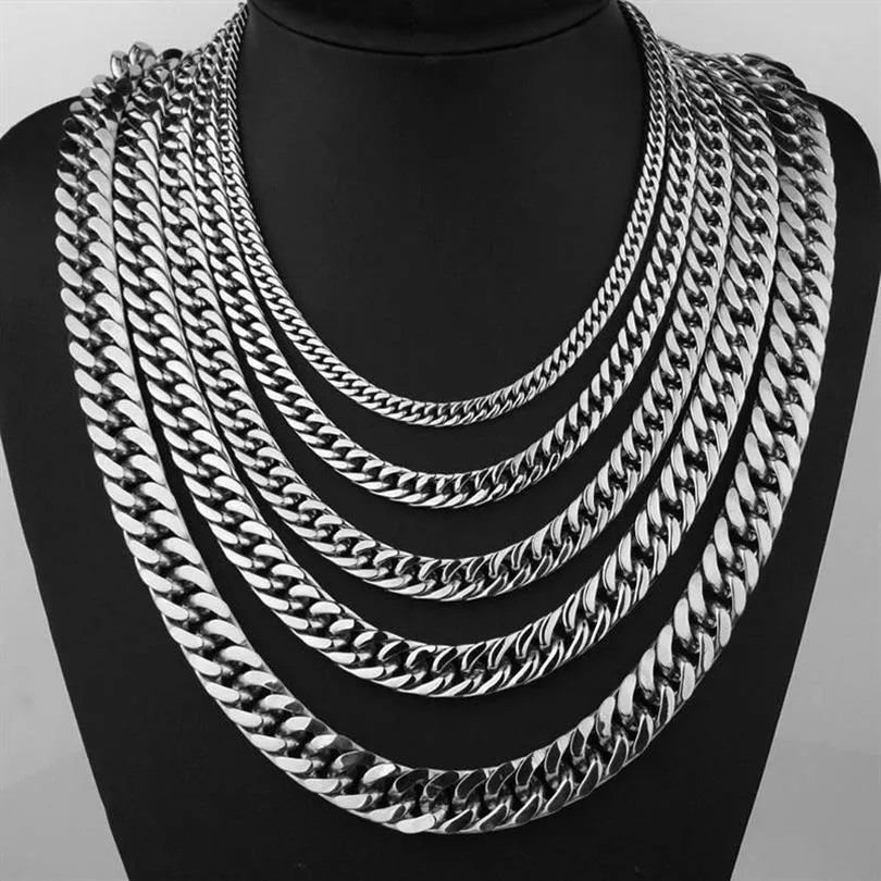 6, 8, 10, 12, ширина 14 мм, нержавеющая сталь, кубинские цепи Майами, ожерелья, большая тяжелая плоская цепь для мужчин, ювелирные изделия в стиле хип-хоп, рок, 24 259C