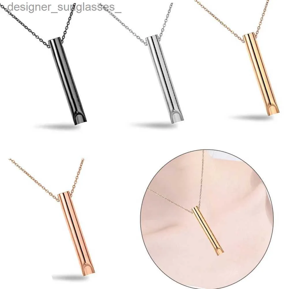 Pendant Necklaces Breathing Necklace Stainless Steel Anana Breathing Necklace Increase Attention Whistle Necklace Anxiety Relief for Kids AdultL231218