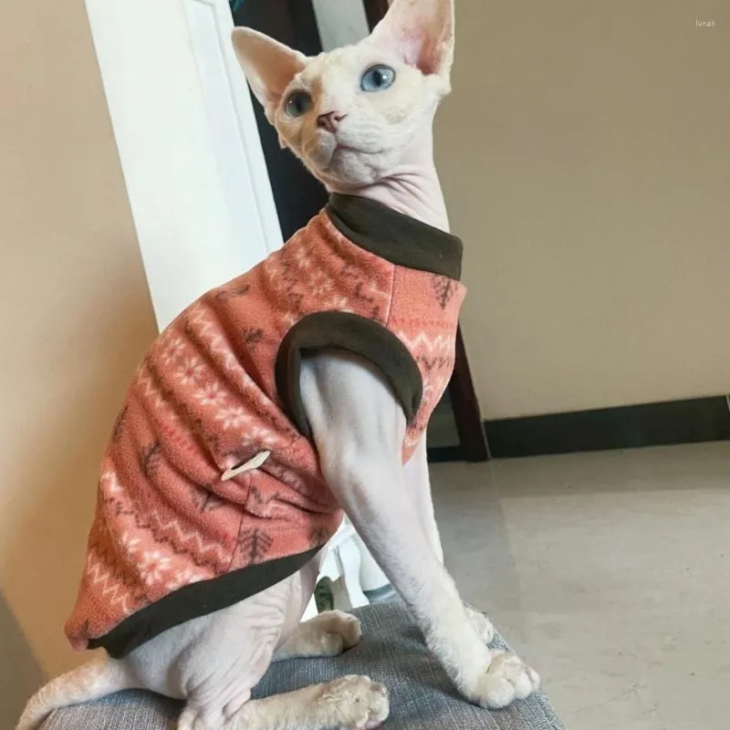 猫の衣装フリーススウェットシャツsphynx暖かい花柄のセイター子猫猫半袖ソフトコートデボンレックス冬