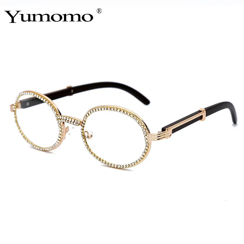 Vintage Round Cubic Zircon Gafas de sol Hombres Mujeres de lujo Gafas de diamante ovaladas Moda Hip Hop Gafas UV400 gafas de sol mujer MX200527