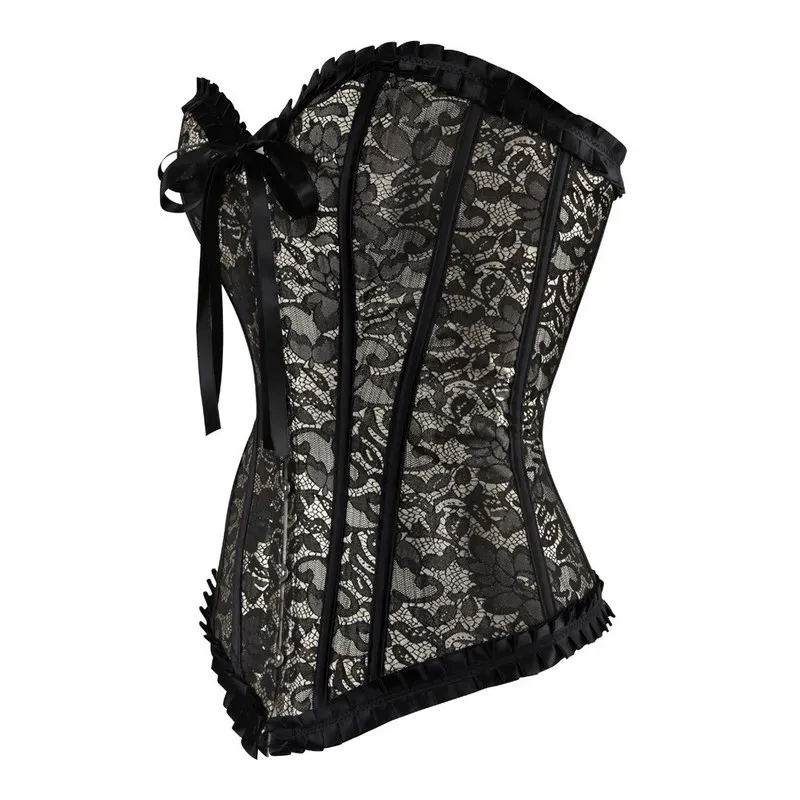Bustiers Et Corsets Pour Femmes - Corset à Poitrine Complète Avec Volants Gothique Vintage Bustier Corsets Pour Femmes (TP, Blanc