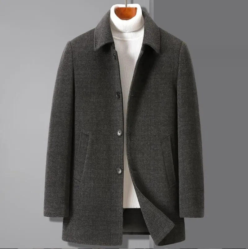 Trench invernale da uomo in lana di alta qualità, giacche in lana da uomo piumino addensato cappotto caldo piumino moda uomo