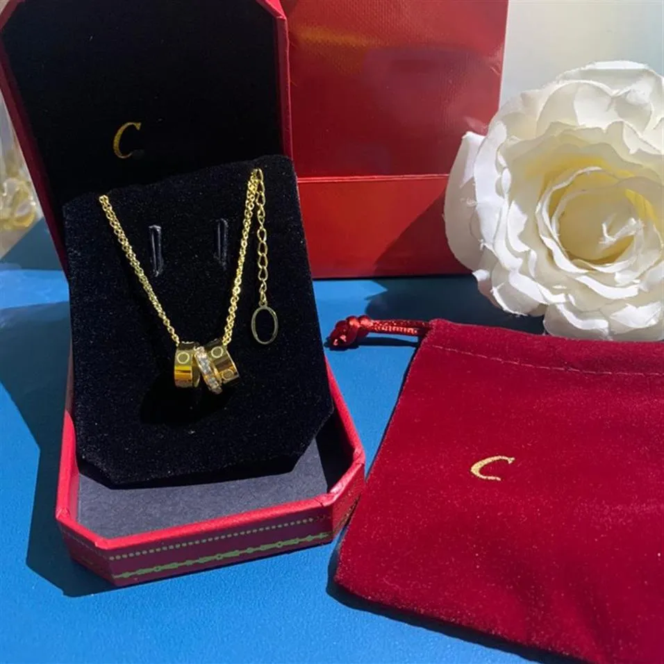 Diseñadores collar joyas de lujo anillo de diamantes colgante collares de diseño elegante estilo de moda versátil Navidad día de San Valentín je316k