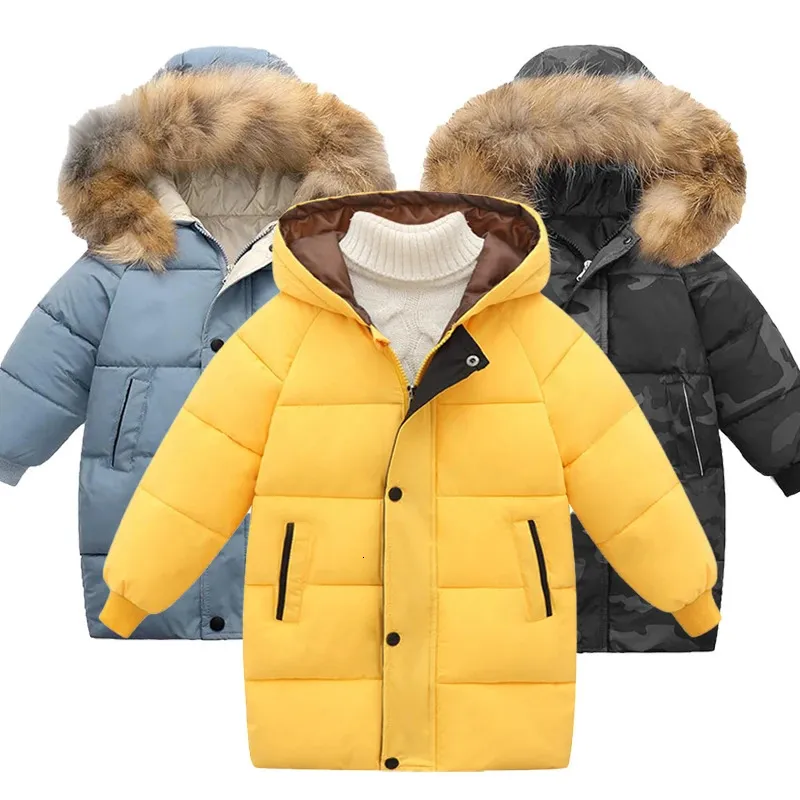 Down Coat Children S Warm Coat Boys Jacket for Girls Space Shiny Plus Velvet Girl Boy Long Winter Overcoat Children S 3 10T 231218